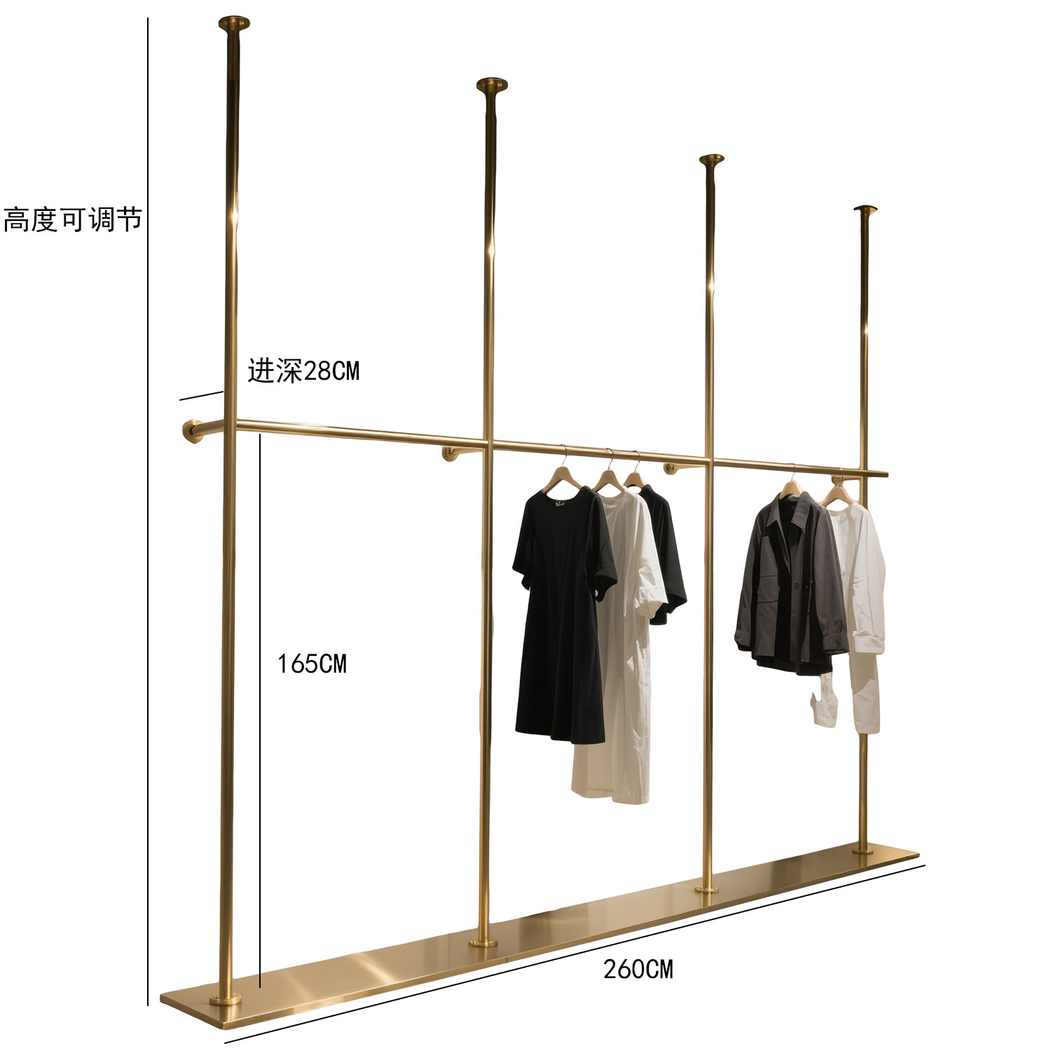 Or,L:260cm,L:28cm,H:Réglable