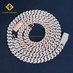 En çok satan 13mm iki satır iki ton renk buzlu Out Hip Hop rapçi takı GRA sertifikaları kutusu toka Moissanite küba bağlantı zinciri - Product Image 3