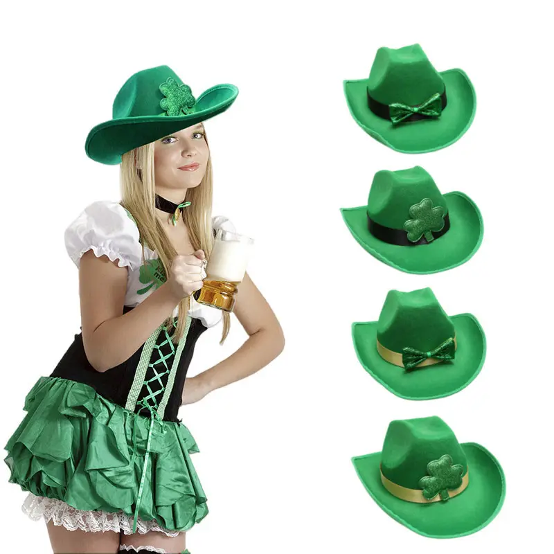 St. Patrick-sombreros de Día de San Patricio, producto nuevo, sombrero verde para fiesta, día irlandés, trébol