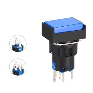 LA16-22CFD piccolo interruttore a pulsante rettangolo installato con luce blu - Product Image 5