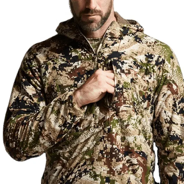 Ustom-Sudadera con capucha de camuflaje para hombre, chaqueta de forro polar para caza