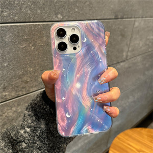高級グラデーションドリーム星空スカイレーザーシェルパターン電話ケースiPhone 16 13 15 Pro Max 14Pro 12 11かわいいキラキラ韓国カバー