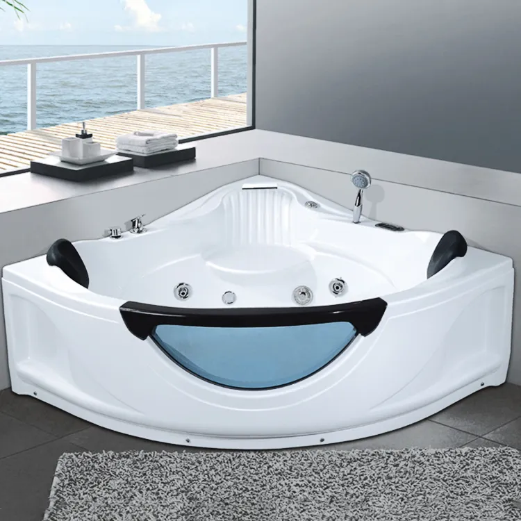 सस्ते बाथरूम Freestanding 2 व्यक्ति तकिया और झरने के साथ एक्रिलिक भँवर मालिश बाथटब