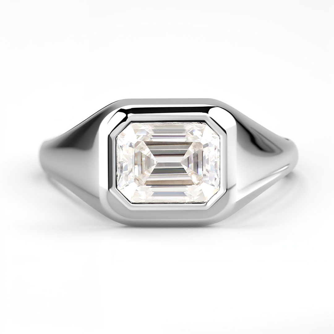 Anillo de oro blanco de 18 quilates con diamante moissanita