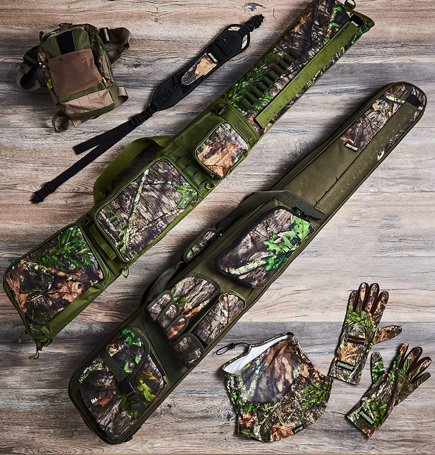 YOUK Turkey Camo Bag estojo de caça com bolsos extras de armazenamento para chamadas, atacantes e tubos de estrangulamento para caçadores