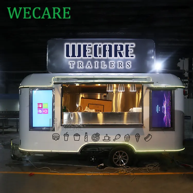 WECARE alibaba en popüler airstream gıda römork üreticileri remorque mobil gıda kamyonu çin'de satılık tam mutfak ile