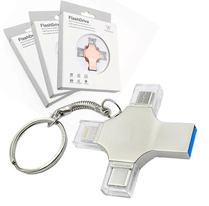Grande capacità 64GB USB 3.0 Memory Stick 4-in-1 Mini metallo Flash Drive per Smartphone Computer Android PC - Product Image 1