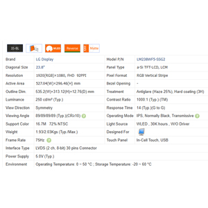 LM238WF5-SSG1 מגע/2/3/4/5 מותג חדש 23.8 "מחשב נייד <span class=keywords><strong>lcd</strong></span> מודול מסך 1920*1080 on-cell <span class=keywords><strong>lcd</strong></span> מסך 30 סיכות - Product Image 6