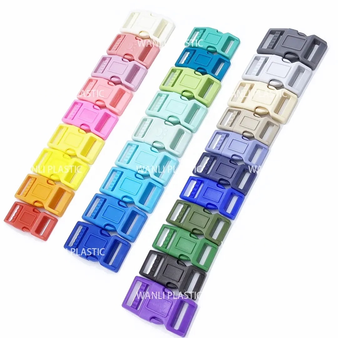 Colorful plastic side release buckle curved 1inch fast release buckles for pet bag collar buckle