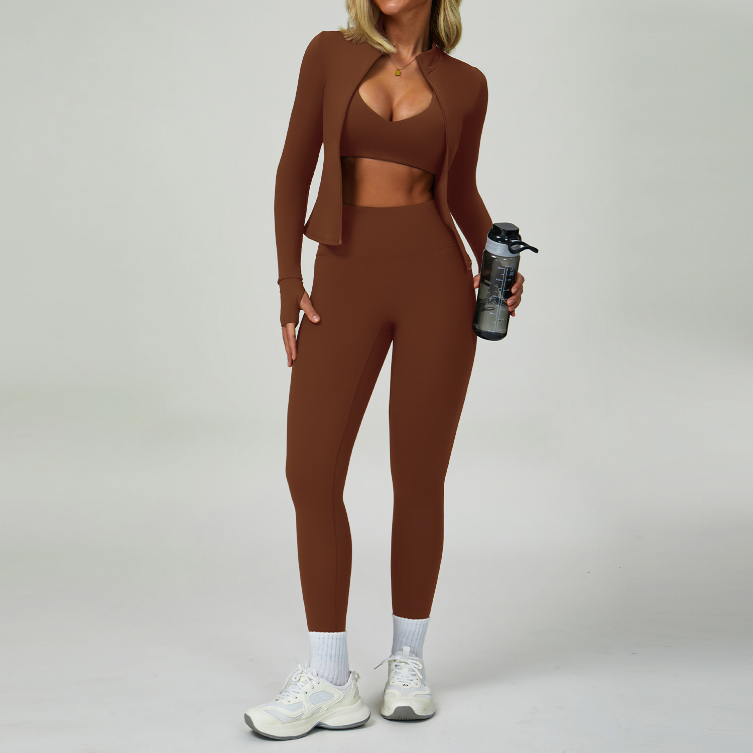 9300 Bra, 6116 Pants, 6116 Three-Piece Outerwear Set (Sand Brown)