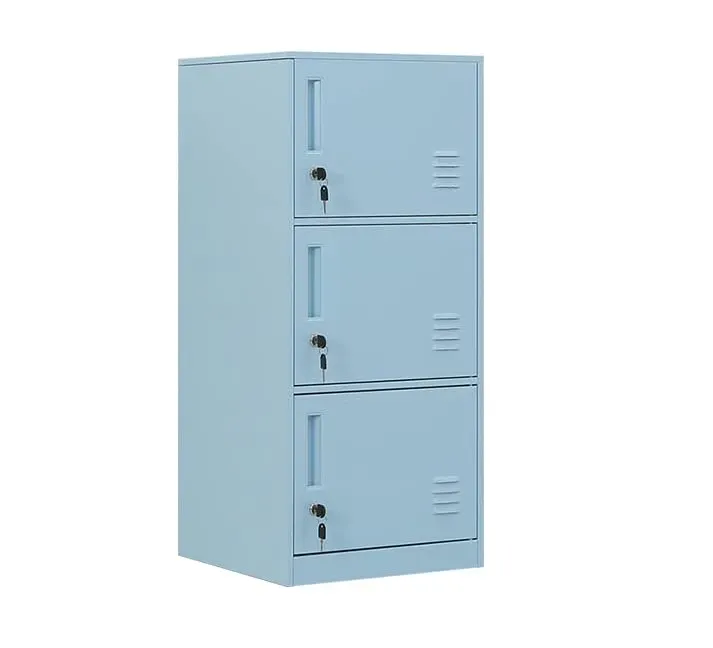 School Metal Mini Children's Storage Cabinet Living Room Macaron Color 3 Door Steel Locker