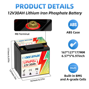 ชุดแบตเตอรี่ LiFePO4ลิเธียมเหล็ก30Ah 12.8V Dee spaek พร้อมที่ชาร์จแบตเตอรี่ลิเธียม6000รอบในตัว - Product Image 4