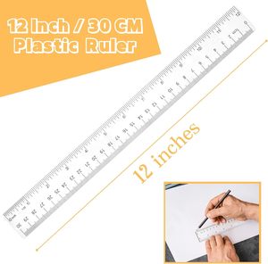 カスタム透明クリア30cmプラスチックストレート定規実際のサイズ学校の学生教育スケール定規 - Product Image 4