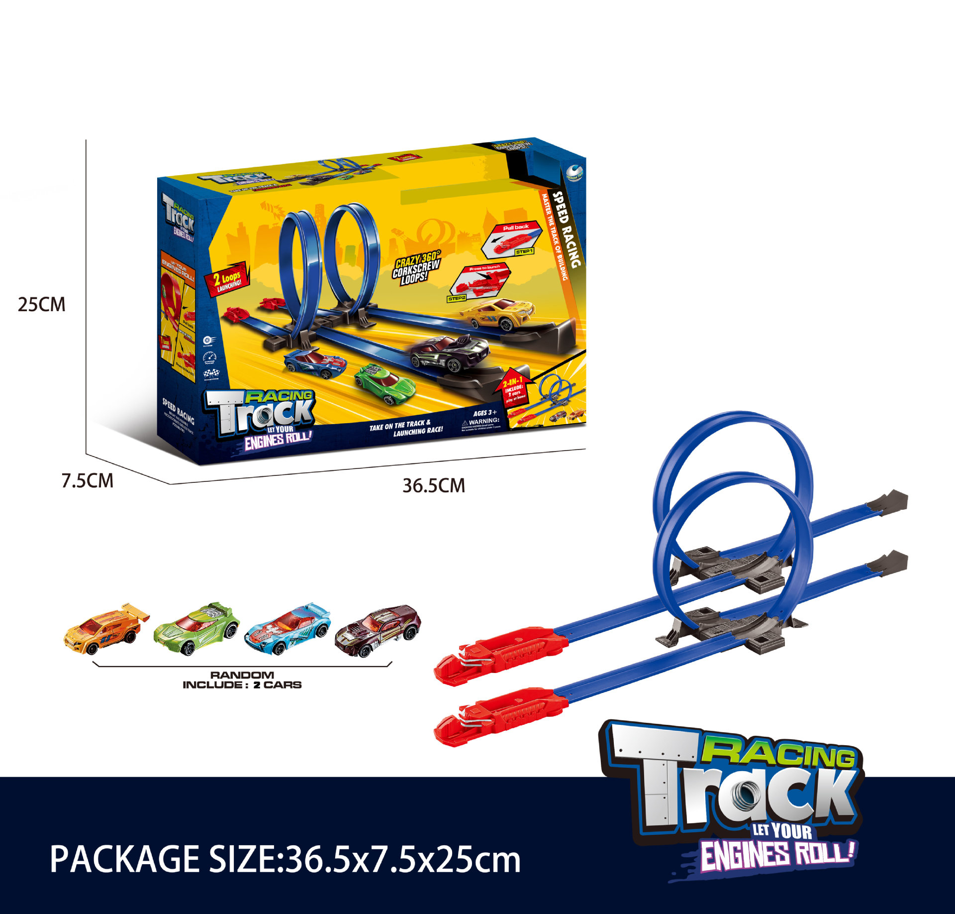 Juego de pista de lanzamiento de coches de aleación para 2 coches 2