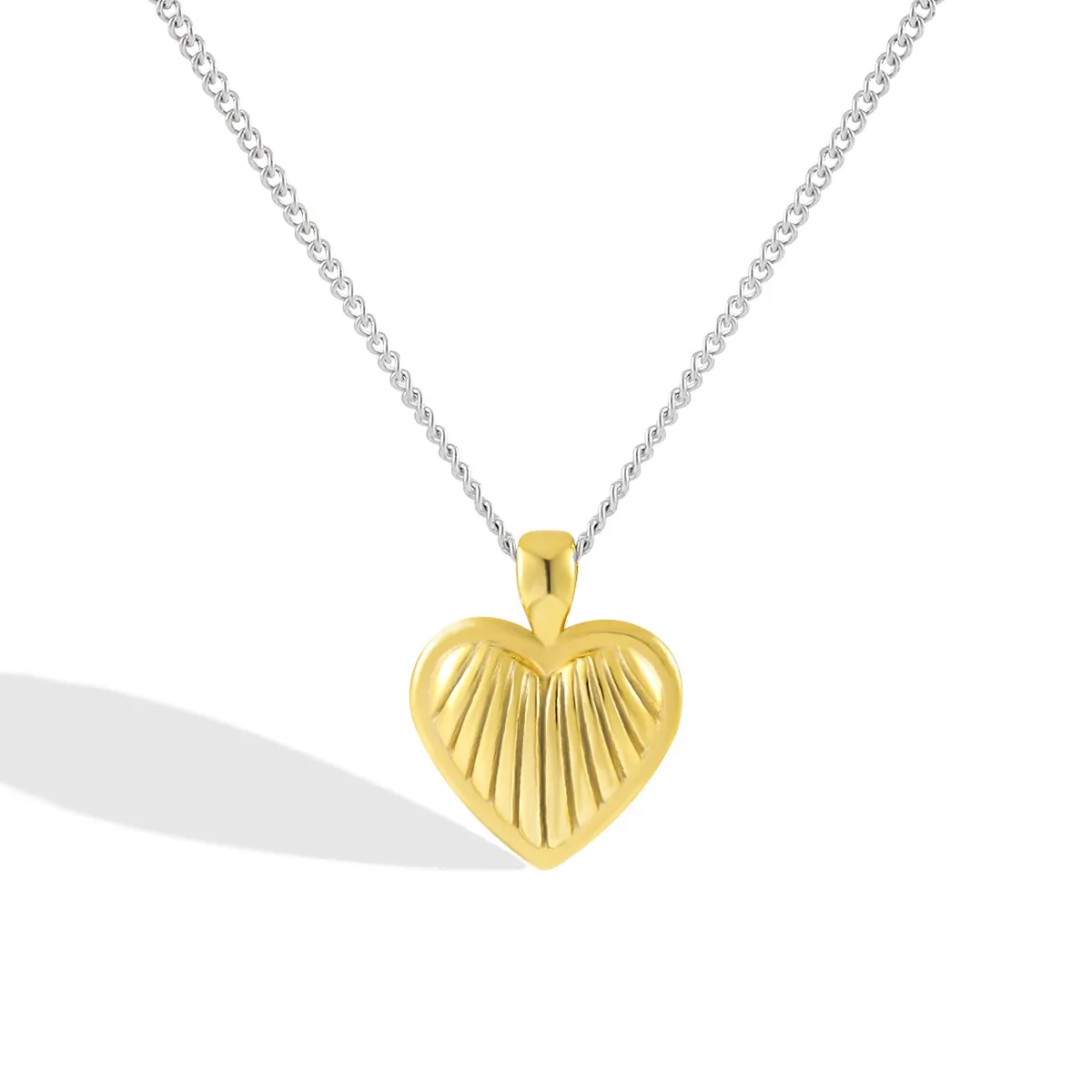 Dainty cuore minimalista Charm S925 argento Sterling oro ciondolo due tono collana per le donne ragazze regalo di natale di compleanno