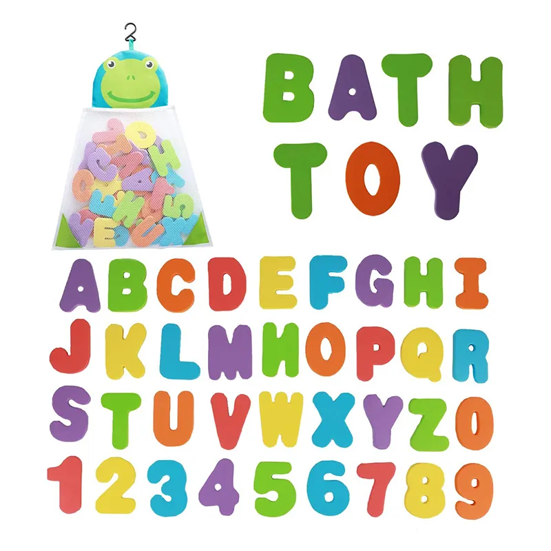 OEM Custom Bathtub Toy Organizer Bath Toys Foam Letters Alphabet Numbers Animals Toys Set for Kids Bath Time Fun