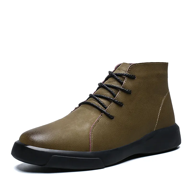 Botas masculinas de couro genuíno, botas oxfords impermeáveis com grande tamanho, novidade