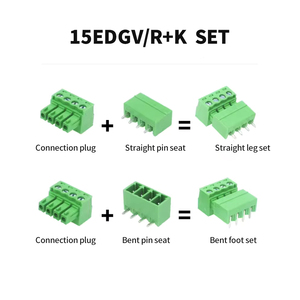 15EDG-3.81mm <strong>Plug</strong> <strong>and</strong> Pull Welded PCB Board <strong>Terminal</strong> <strong>Blocks</strong> Bent Straight Pin bend Pin + <strong>Socket</strong> Set 2P3P4P5P-24P Single Package - Product Image 3
