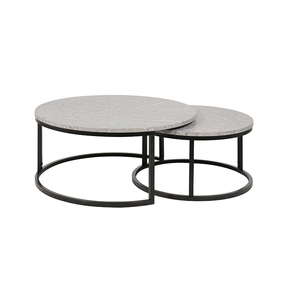 Home Luxury Round Gold Coffee <strong>Table</strong> Marble Living Room Modern Ceramic <strong>Nesting</strong> <strong>Table</strong> Set 2 Sturdy Metal Legs Circle <strong>End</strong> <strong>Table</strong> - Product Image 3