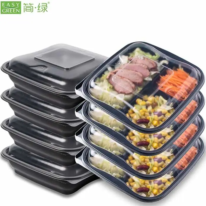 Recipientes de embalagem de alimentos descartáveis, fácil, verde, bento, caixa de almoço empilhável, embalagem de alimentos