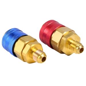 Alta Baixa Pressão Hvac Flúor Carregamento Mangueira Conjunta Acoplador Rápido Adaptador Conector Válvula De Latão Puro Refrigeração Corporal Converter