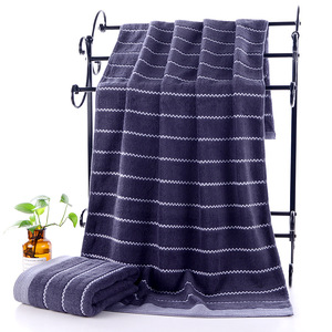 Custom Embroidered Logo Adult Soft Absorbent <strong>Towels</strong> <strong>Big</strong> Extra Large Stripe Hand Cotton Bath <strong>Towel</strong> Set - Product Image 2