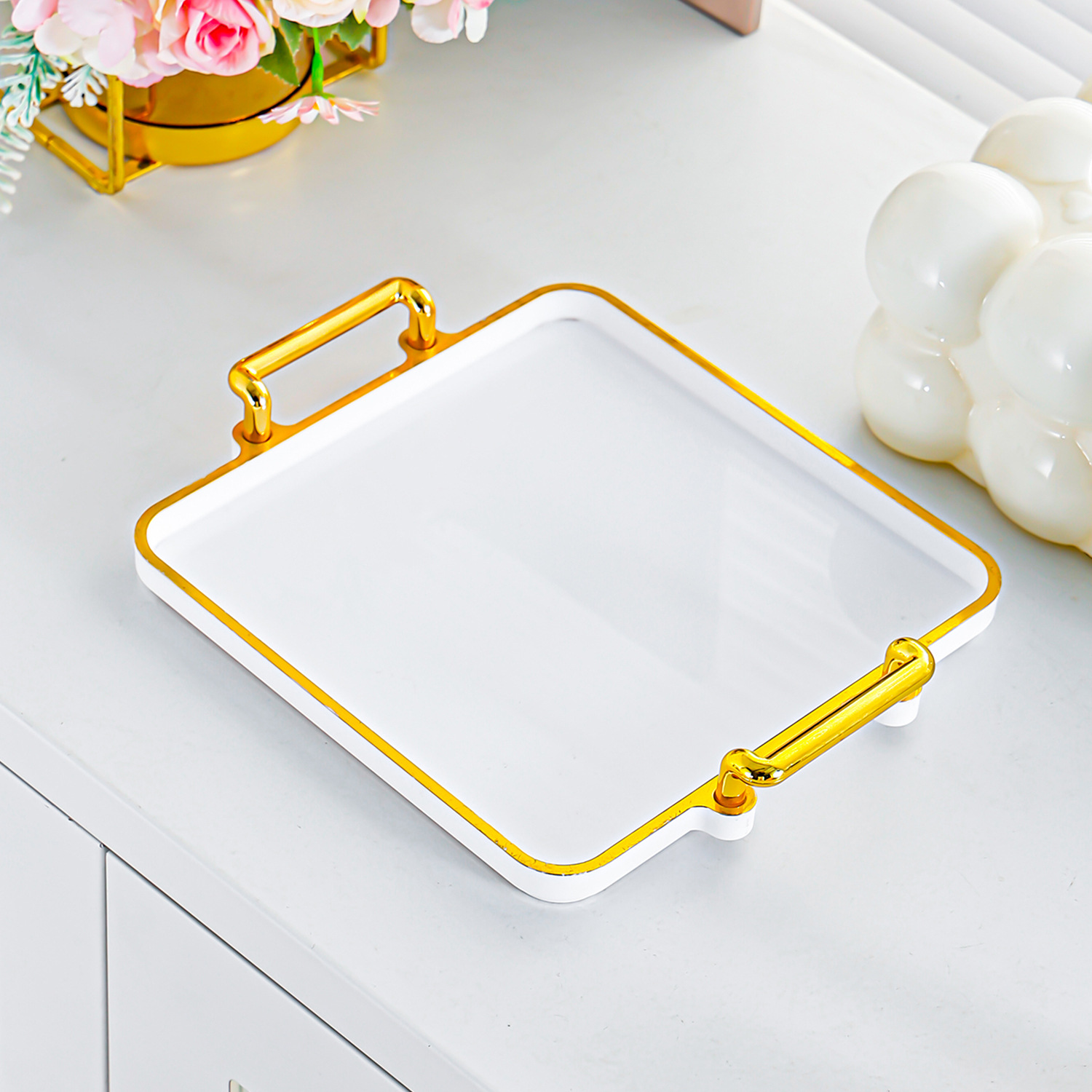 White gold long tray - 4 compartments