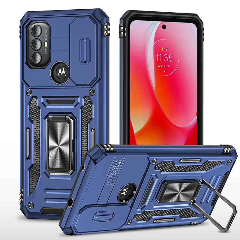 Funda de teléfono móvil giratoria con anillo de protección de cámara para Motorola G Stylus 5G 2023 2022 Play Pure a prueba de golpes