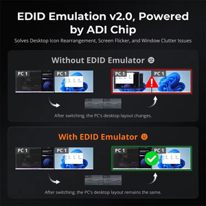 TESmart KVM交换机2端口双显示器HDMI + DP 8K 60 HZ 2进2出，带动态HDR EDID KVM交换机游戏坞站 - Product Image 6