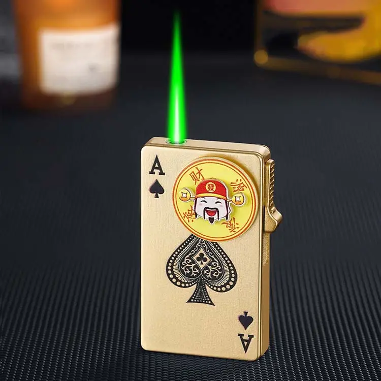 도매 금속 로터리 기어 빛나는 포커 라이터 창조적 인 방풍 담배 라이터 담배