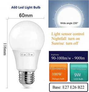 OEM ODM Customized E27 E26 <strong>B22</strong> Base Auto on Dusk Till Dawn Daylight Sensor <strong>Led</strong> Bulb Light <strong>A60</strong> - Product Image 4