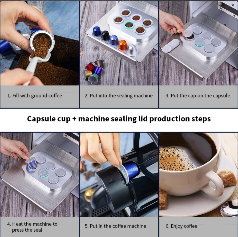 네스프레소 커피 캡슐 재사용 가능한 알루미늄 호일 씰 뚜껑 커피 포드 캡슐