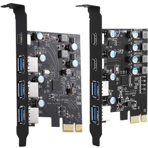 PCIE USB 3.0 Type C การ์ดขยาย5Gbps PCI-E TO Type-C ฮับ USB3.0อะแดปเตอร์การ์ดแปลง4พอร์ต USB3.2 Gen 1 USB A + USB C - Product Image 1