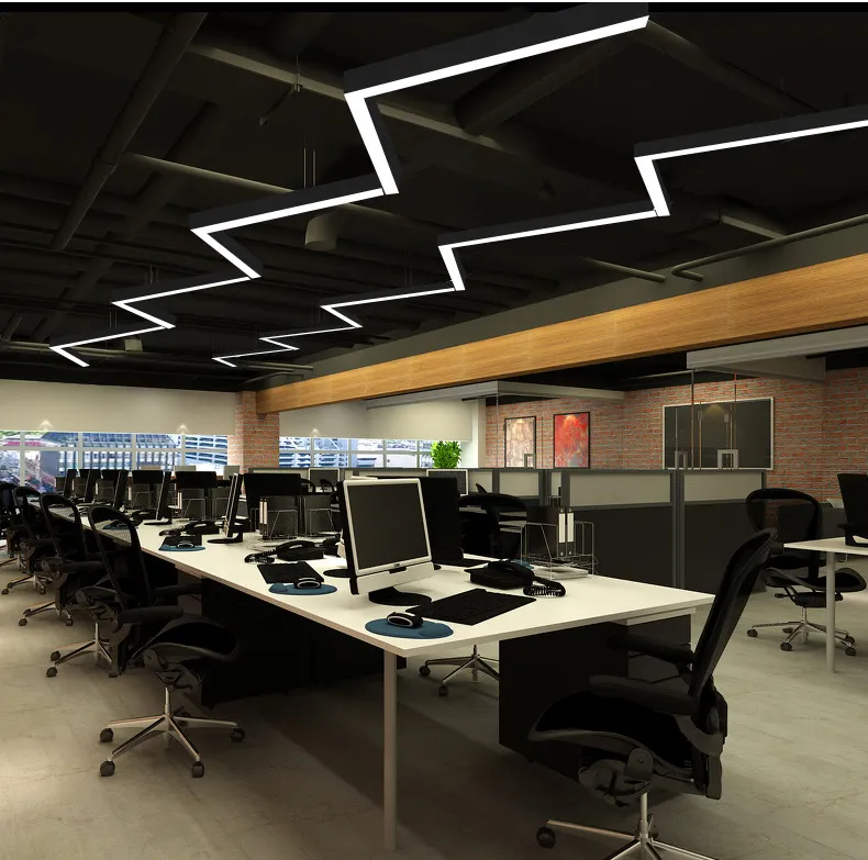 Lámpara colgante de oficina, luminaria incandescente de perfil de aluminio, moderna y sencilla, luces led lineales suspendidas