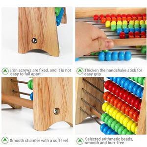 儿童益智玩具10色木制算盘数学学习玩具木制计算架算珠算盘 - Product Image 5