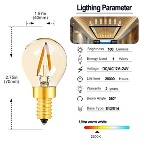<strong>G40</strong> Tea Color 12V 24V 1W 2W <strong>LED</strong> Machine Tool Light Bulb - Product Image 2