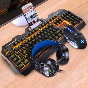 PCゲーマー向けの工場ソースプロフェッショナルワイヤードRGBLEDゲーミングメカニカルキーボードマウスヘッドセット3in1コンボセット - Product Image 2