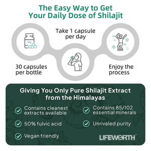 LIFEWORTH Pure Shilajeet Shilajit Capsule for Adults Natural Supplement to Support Bone Strength Hormones Manufactured by B12 - Product Image 5