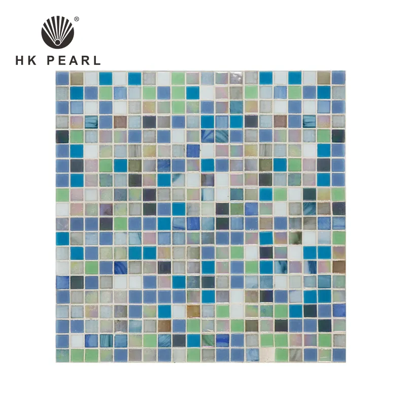 China Popular Product Wall Mosaic Tile Mix Blue Colored Glass Mosaic Swimming Pool Tiles