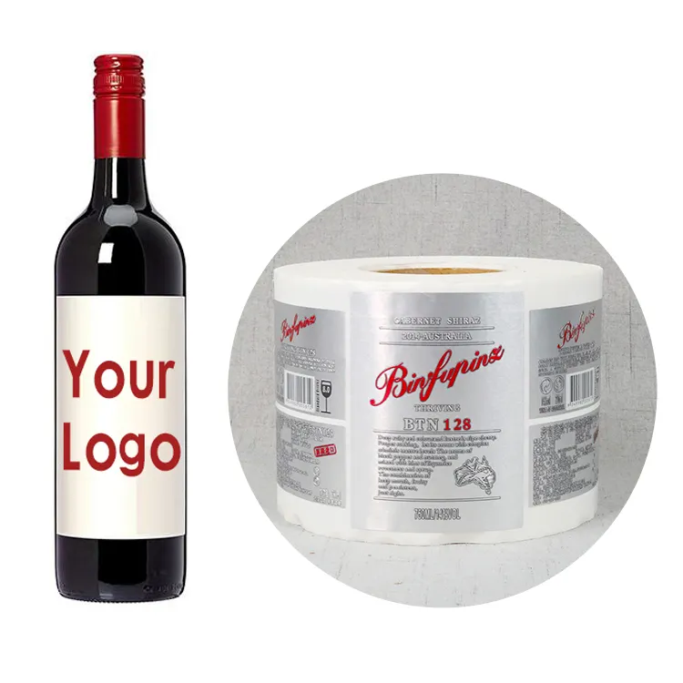 Özel kırmızı şarap alüminyum kabartmalı high end damgalama yapıştırıcı kaliteli şişe ambalaj etiketi logo çıkartması