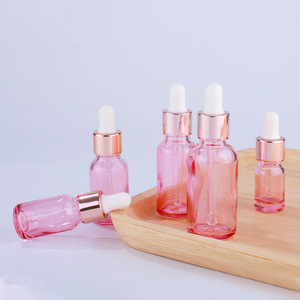 Botella de aceite esencial de vidrio transparente 5ml 10ml 15ml 20ml 30ml 50ml 100mL Esencia cuentagotas Botella cosmética de vidrio Rosa vacía - Product Image 3