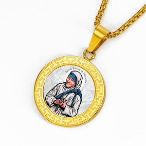 Giveluck Christian T-Bar thép không gỉ 18K mạ vàng Vòng cổ tùy chỉnh mặt duy nhất lòng từ bi Hòa Bình đồ trang sức quà tặng - Product Image 1