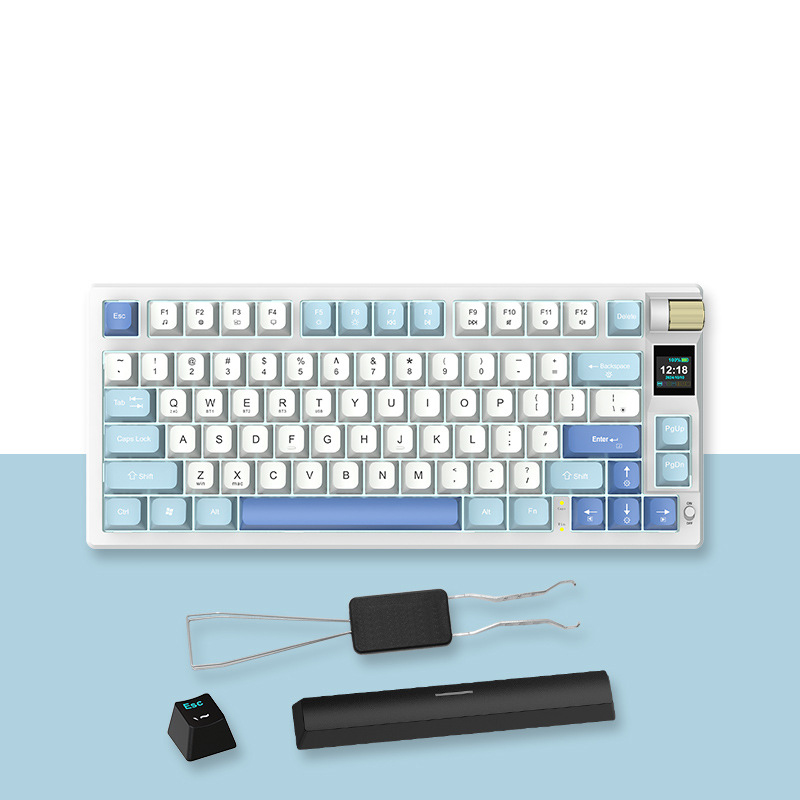 Teclado con pantalla TET de colores mixtos y luna verde oculta.