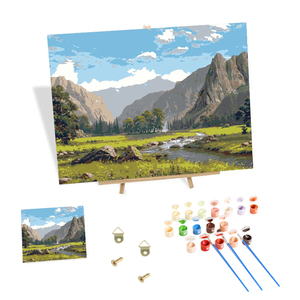 สีน้ํามัน 3 มิติโดยภูมิทัศน์ตัวเลข ปรับแต่งภาพวาดผ้าใบยืดกรอบโดยแม่น้ําภูเขาตัวเลข - Product Image 1