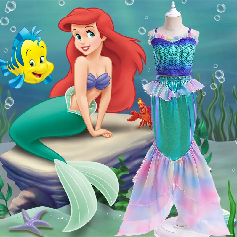 2023 ropa para niños sirena princesa falda niñas vestido de verano disfraces del Día de los niños