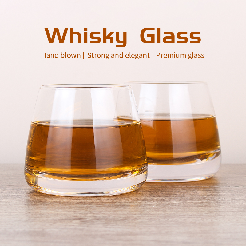 Set of 2 11oz Mouth Blown Leadfree Crystal Transparent Luxury Color Box Packed Whisky Tumbler Glass Set