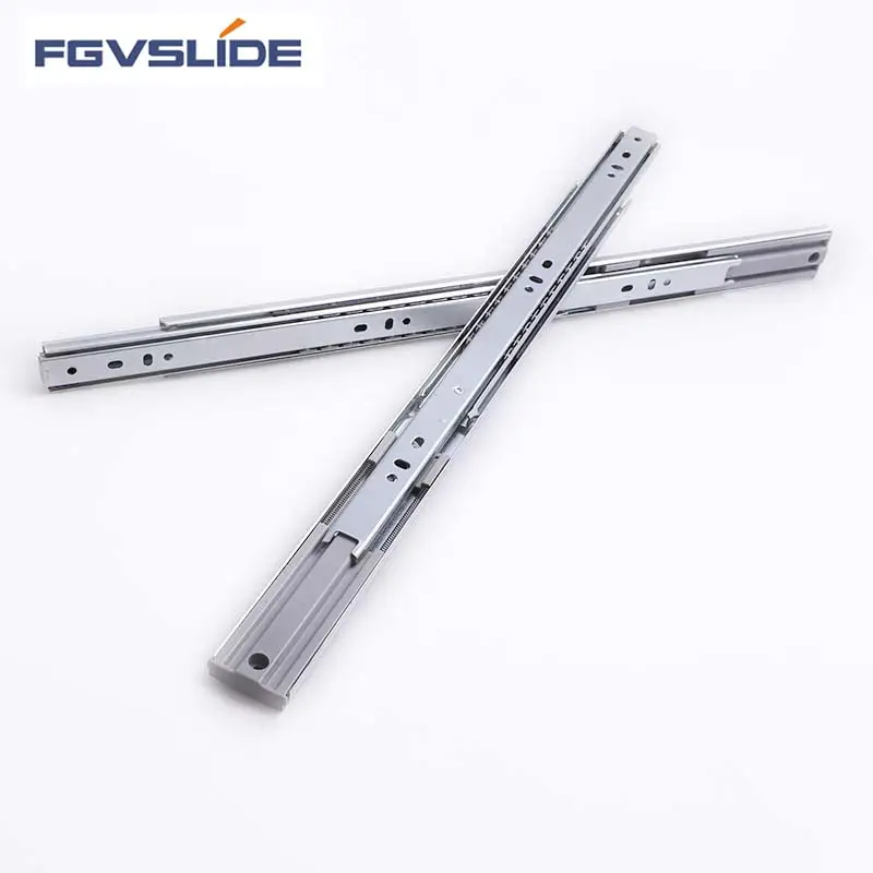 45mm Furniture Hardware Full extension ball bearing kitchen soft close 3 holds telescopic rails drawer channel drawer slide