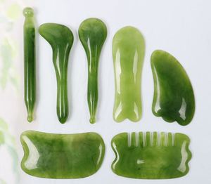 Kalp şekilli Gua Sha Guasha kurulu yeşil gül kuvars yeşim taş kazıma masaj aleti gua sha kurulu - Product Image 1