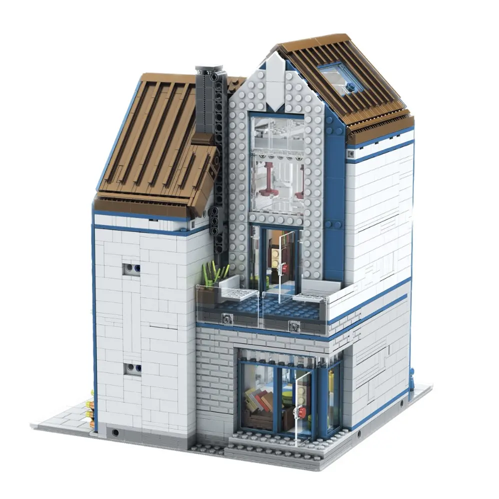 Mold King 16022 Morden Biblioteca Morden Blocos De Construção Street View Com Luz 2788pcs Brinquedos De Construção