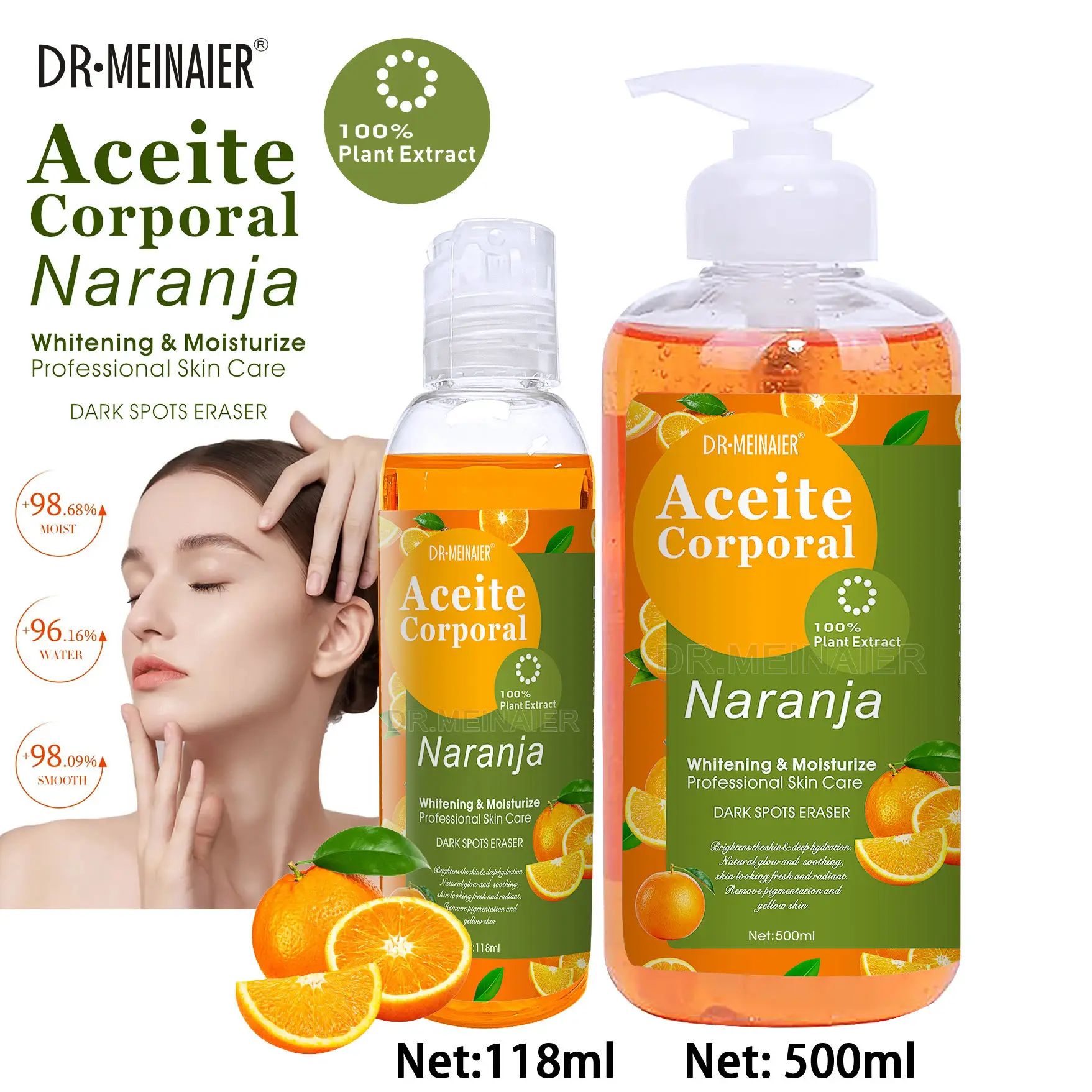 Aceite de vitamina C de naranja pura para el cuidado de la piel facial y corporal, blanqueamiento nutritivo, reparación reafirmante, masaje esencial, aceite iluminador